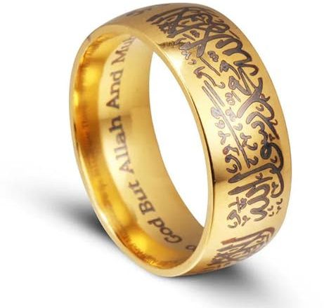 JAMNIK Trendy Titan Stahl Koran Messager Ringe Muslimische Religiöse Islamische Halal Worte Männer Frauen Vintage Bague Arabisch Gott Ring