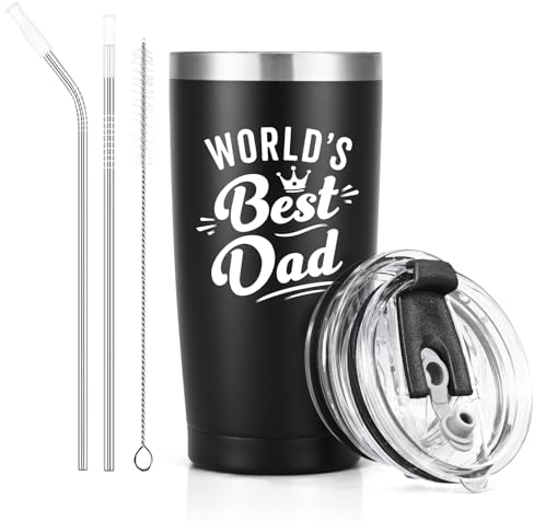 Livole Father s Day Gifts from Daughter, Best Dad Gifts, World’s Best Dad, Fathers Day Mug, Birthday Christmas Gifts for Dad, Daddy Who Wants Nothing, 20oz Stainless Steel Wine Glass, Travel Tumbler