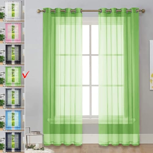 GAIFNAG Rideaux de Porte Chenille 100 x 220 cm 100% Polyester/Transparent Intérieurs Rideau Fenetre, Rideau Occultant Blanc - Rideaux pour Chambre Fenêtre Salon Coucher, Vert