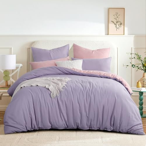 RUIKASI Bettwäsche 200x220 Lavendel Rosa 3teilig - Wendebettwäsche Bettbezug 200 x 220 mit Reißverschluss, Oeko-TEX Mikrofaser Bettwäsche Sets, Weich und Bügelfrei