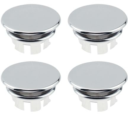 Desenda 4 PCS Sink Overflow Covers Sink Hole Round Overflow Cover Decorate Overflow Cover for Home Kitchen Bathroom (Silver)