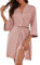 Ekouaer Robe de Chambre Femme Grande Taille Ultra Doux Léger Peignoir de Bain Femme Ete Courte Manches 3/4 Kimono, Rose, M