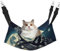 KOUUIP Hamac pour chat imprimé loup nuit lune pour cage suspendue, lit réglable pour animal domestique, hamac de couchage doux pour chats, furet