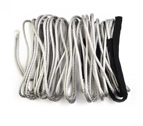 Synthetische Seilwinde, mit Mantel, grau, für ATV, UTV, hochfest, synthetische Seilwinde, Seil, Abschleppseil für Autos, Motorräder, 15 m