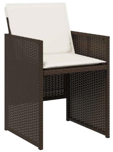 vidaXL Gartenstühle mit Kissen 4 STK. Braun Poly Rattan