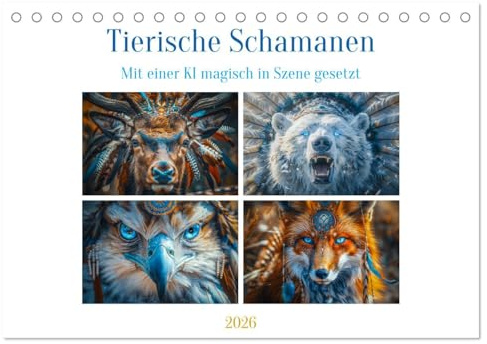 Tierische Schamanen (Tischkalender 2026 DIN A5 quer), CALVENDO Monatskalender: Tierische Schamanen, sind faszinierende Wesen, die in den Tiefen der Natur verborgen sind. (CALVENDO Tiere)