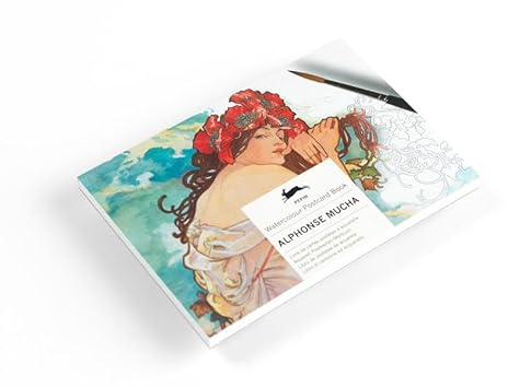Alphonse Mucha: Watercolour Postcard Book / Postkarten - Malbuch (Watercolour Postcard Books)