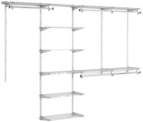 Rubbermaid Configurations Deluxe Schrank-Set, 1,2-2,4 m, verstellbares Metalldraht-Regal, Titan-Finish, erweiterbares Organisationssystem, Hardware im Lieferumfang enthalten, für Schrank