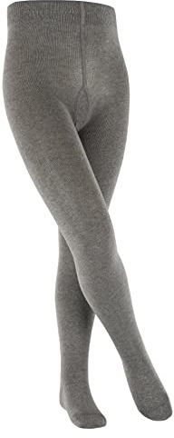 ESPRIT Unisex Kinder Strumpfhose Foot Logo K Ti Baumwolle dick einfarbig 1 Stück, Grau Light Grey Melange 3390, 98-104