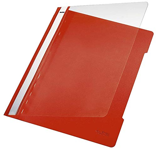 Leitz 41910020 Hefter Standard, A4, langes Beschriftungsfeld, PVC, hellrot