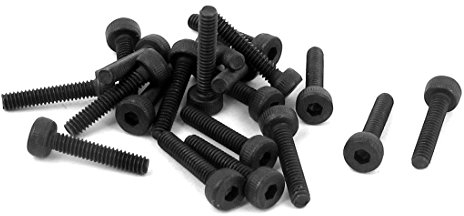 sourcing map 20pcs M2 x 10 mm Vis à tête cylindrique à six pans creux hexagonale Boulon en acier allié 12.9 Noir