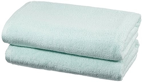 Amazon Basics - Handtuch-Set, schnelltrocknend, 2 Badetücher - Eisblau, 100% Baumwolle