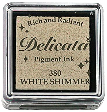Tsukineko Delicata Stempelkissen - Weiß, White Shimmer - Klein - Wasserbasis, Wasserfest - Embossing