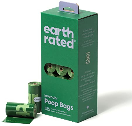 Earth Rated Hundekotbeutel garantiert auslaufsichere und extra dicke Abfallsäcke, einzelne Nachfüllrollen für Hunde, Lavendelduft, 315 Stück