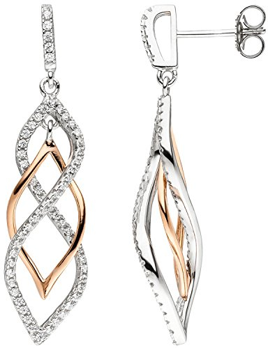 Jobo Damen-Ohrstecker aus 925 Sterling Silber Bicolor vergoldet mit Zirkonia