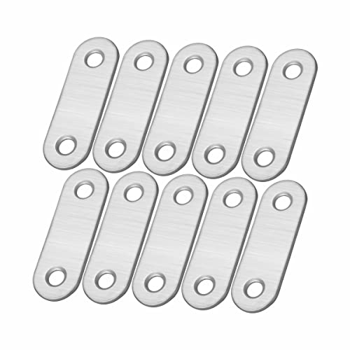 Euro Tische Flachverbinder Edelstahl Lochblech 50mm für Innen und Außenbereich, Holzverbinder Verzinkt für Hartholzkonstruktion und Holzgeländern, 10Stück (1Packung)