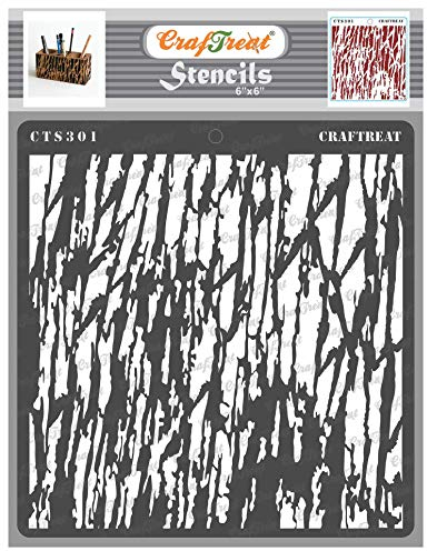 CrafTreat Texture Stencils for Furniture Painting Vintage - Tree Bark - Size: 15 x 15 cm - Tree Bark Stencils for Crafts Reusable - Background Stencil for Card Making