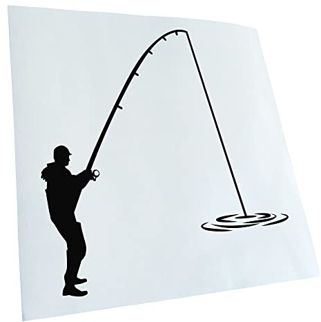 Kiwistar - Autoaufkleber - Angler Angeln Angelplatz - schwarz - 10x10cm - Heckscheibe Auto Aufkleber wetterfest für Kfz LKW Mofa Truck - Sticker außen selbstklebend Tuning Zubehör für Fenster