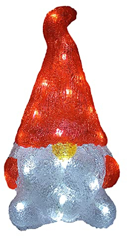 DEUBA® LED Acryl Figur Wichtel 29,5cm Groß Innen Außen Weihnachtsdeko beleuchtet Weihnachten Deko IP44 Weihnachtsfiguren Weihnachtsbeleuchtung Kaltweiß