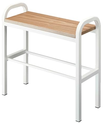 Yamazaki 4787 TOWER Schuhregal mit Holzbrett, weiß, Stahl/Schichtholz, minimalistisch, 48 x 19 x 46 cm