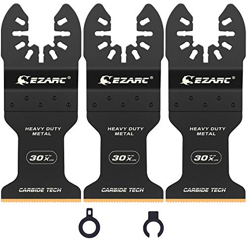 EZARC Carbure Lame de Scie Oscillante, Outil Multifonction Saw Blades Accessoires Idéal pour Enlever le Métal Durci, les Clous, les Boulons et Les vis, 3-piece