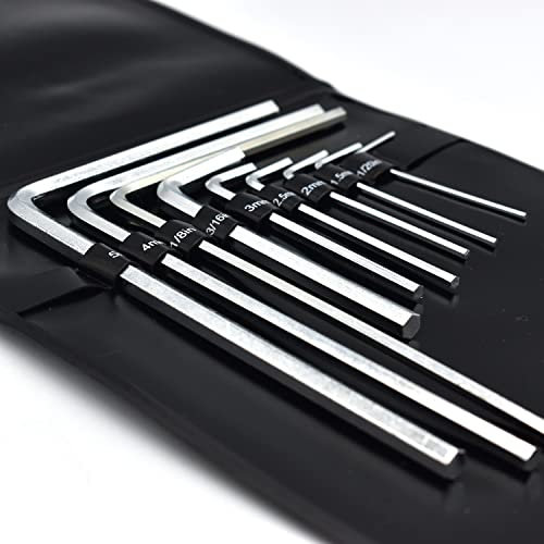 Vencetmat 9Pcs Guitar Allen Wrench Set,1.5mm, 2mm, 2.5mm, 3mm, 4mm, 5mm, 1/20in, 1/8in, 3/16in, Fit for Most Guitar & Bass Neck, Truss Rod, Knobs, Bridge, Nut Locking Adjustment, Chrome Vanadium Steel