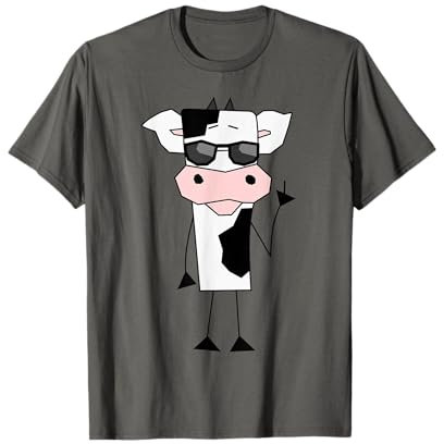 Coole / freche Kuh mit Brille und Stinkefinger T-Shirt