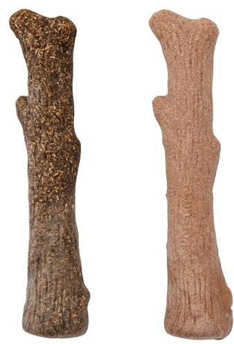 Pupstages Dogwood Calming Dog Chew Toy – Real-Wood Blend, Moderate Chewers, Medium, 7.5, 2-Pack (Natural & Hemp Flavors)