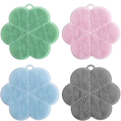 BETOY Silikon Schwamm,Silikon Scrubber 4 Stück Silikon Reinigung Antibakterielle Silikon Scrubber Schwamm Reinigungsbürste Küche