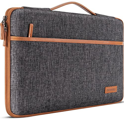DOMISO 14 inch Laptop Sleeve Case Notebook Bag Protective Carrying Handbag for 14 Lenovo ThinkPad A485 E490 T480s T490s/13.5 Microsoft Surface Book/Dell New Latitude 5490 7490, Brown