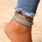 TseanYi Fußkettchen mit grünen Perlen, gewebtes Band, u-förmiges Fußkettchen, für Lagenlook, Sommer-/Strand-Fußkette, Schmuck für Damen und Mädchen