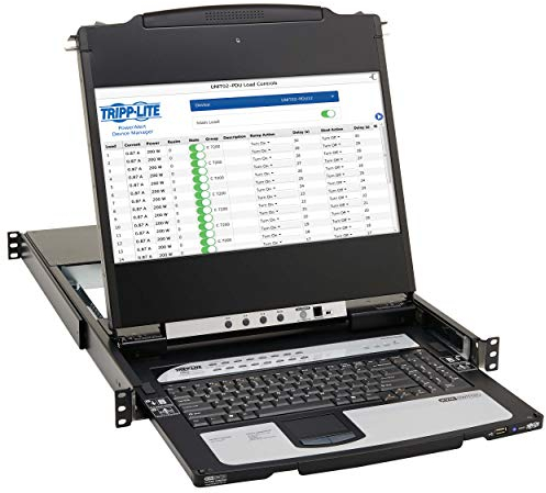 Tripp Lite, 8-Port, NetDirector, DisplayPort, KVM, Switch, Console w/ 17 in. LCD, Dual Rail, 1U Rack-Mount (B030-DP08-17D)