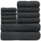 GC GAVENO CAVAILIA 10 Piece Towel Bale Set | Quick Drying Cotton Towel Highly Absorbent 450 GSM Charcoal Towels Set | Bathroom Towels Bale Set 4x Face 4x Hand 2x Bath Towels