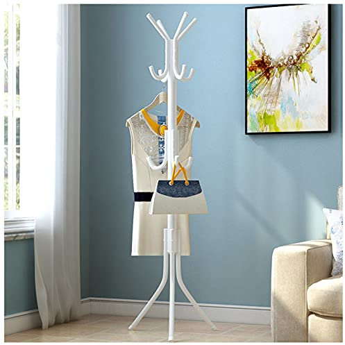 DFANCE Porte-Manteau Métal Porte Manteau Perroquet,12 Crochets, Tube en Fer,Porte-Manteaux sur Pied Montage Facile pour Couloir Salon Entrée Chambre et Bureau,Blanc