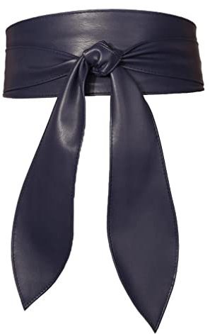 FEOYA Wickelgürtel Damen Party Kleidgürtel Hochzeit Obi Breiter Gürtel für Kleid Damen Schärpe Gürtel Kunstleder Leder Brautgürtel Bindegürtel Taillengürtel Elegante Wickel zum Schnüren Marineblau L