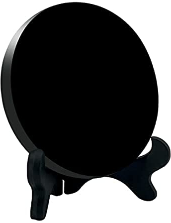UGZDEA Schwarzer Obsidian Spiegel, Schwarzer Obsidian Wahrsagespiegel Für Heimdekoration-Yoga Meditation Energie Spiegel Mit Halterung (15cm)