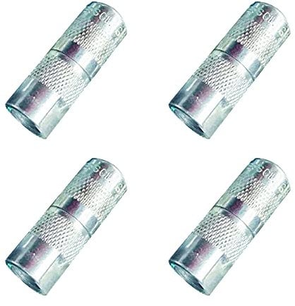 COOHLYEE 4 Pcs Grease Gun Coupler, Durable Zinc Plated Steel 4-Jaws Tips Connectors Accessory for Precision Lubrication in Industrial Applications