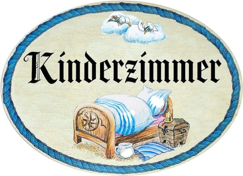 Kaltner Präsente Geschenkidee - Holz Geschenkartikel Deko Türschild im Antik Design Dekoartikel KINDERZIMMER (18 x 13 cm)