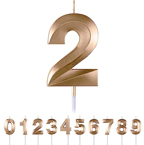 Bougies d'anniversaire Numéro 2,3D Champagner Bougie Chiffre 2,Decoration Gateau Anniversaire,Bougies Gâteau Topper Decoration,Pour Les Enfants, Adul