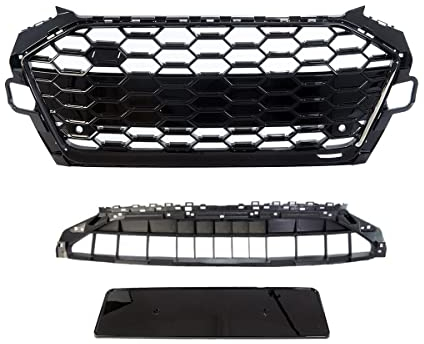 Wabengrill breit Kühlergrill Schwarz Glanz kompatibel für Audi A4 B9 Facelift ab 2019 nicht RS4 DM Autoteile 4229