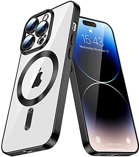 LEMAXELERS Magnetic Clear Phone Case for iPhone XR with MagSafe, iPhone XR Cover Ultra Slim Transparent Anti-Yellow Camera Lens Full Protection Shockproof Silicone Bumper Cover for iPhone XR,YiX Hei