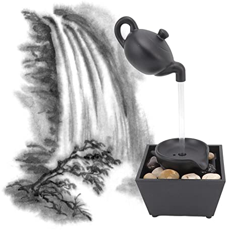 Adorno de Fuente de Agua de Tetera Flotante, Luces LED y Tetera Flotante, Cable de Alimentación USB, Decoración Elegante para el Hogar Tetera Suspendida Adornos de Agua Corriente para Relajarse