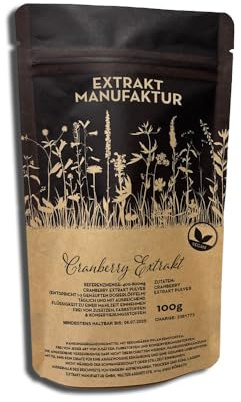 100g Cranberry Extrakt Pulver - ohne Zusatzstoffe – Kranichbeere Moosbeere hochdosiert naturrein vegan