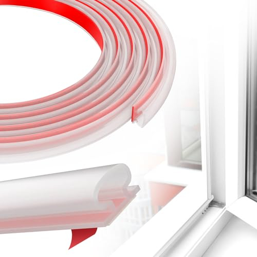 EFUTURETIME 6M Türdichtung Gummi Selbstklebend, Fensterdichtung Dichtungsband Wasserdicht für 3-6mm Spalt, Dichtung Türrahmen Flexibel für Haustür, Fenster, Garage, Transparent