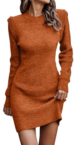 Bodycon Kleider für Frauen UK Jersey Kleid Einfarbig Geripptes Pulloverkleid Einfarbig Thermo Winterkleid Dehnbar Pulloverkleid Casual Warm Frühlingskleid Langarm Strickkleid, h, XX-Large