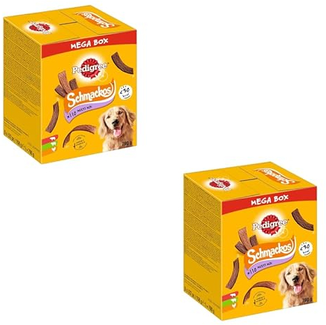 Pedigree Schmackos Multi Mix | Confezione doppia | 2 x 790 g | 2 x 110 gustosi bastoncini da masticare per cani con sapore di manzo, agnello e pollame, particolarmente morbidi e deliziosi