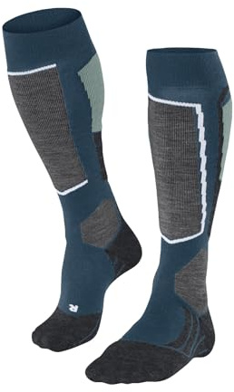 FALKE Women's SK2 Ski Socks Medium Cushioning Shin Padding Anti Blister Warm Breathable Quick-Drying Climate-Regulating Odour-Neutralising Wool Functional Yarn 1 Pair