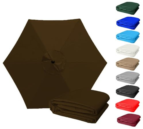 2m 2.7m 3.0m Housse de Rechange 6 Baleines/8 Baleines Toile De Parasol Déporté, Auvent De Remplacement pour Parasol De Terrasse(Color:Brown,Size:6Rib-3.0m/118in)