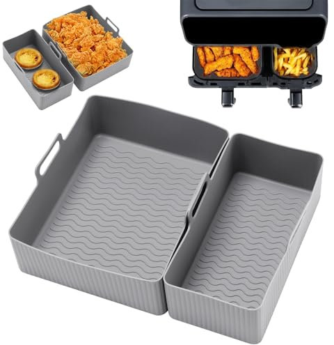 Camiraft Moule Silicone Air Fryer pour Moulinex EZ901820 5,2/3,1 L, 2 Pièces Plat Silicone Air Fryer pour Tefal EY901840,Air Fryer Accessoires pour Tower T17099 Salter Lakeland - Gris