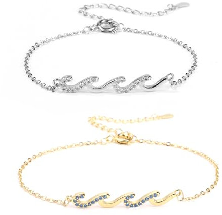 Mikovivi 2pcs Wave Bracelets for Women, Gold And Silver Friendship Bracelets, Stylish Women's Bracelets Best Friend Bracelet Hand Jewelry for Girls Women